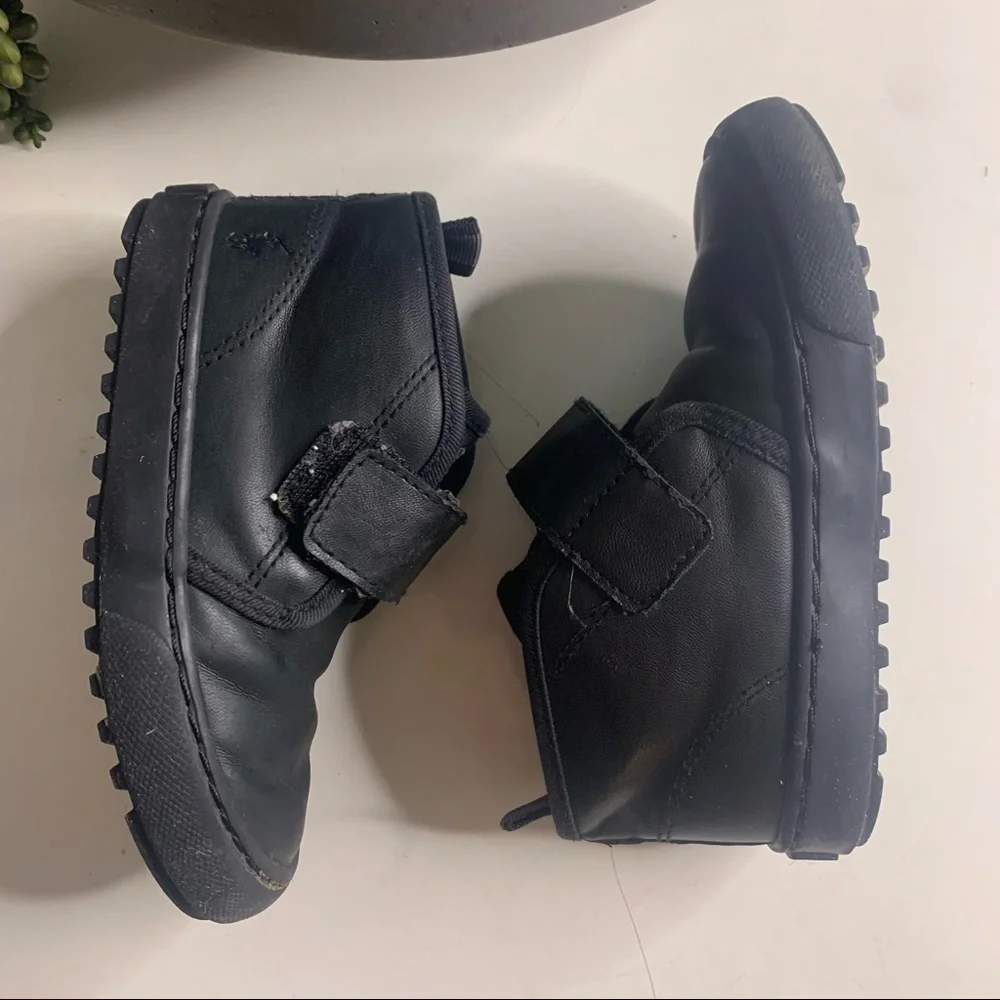 Polo Ralph Lauren All Black Leather ankle boot sneaker kids 9 toddler